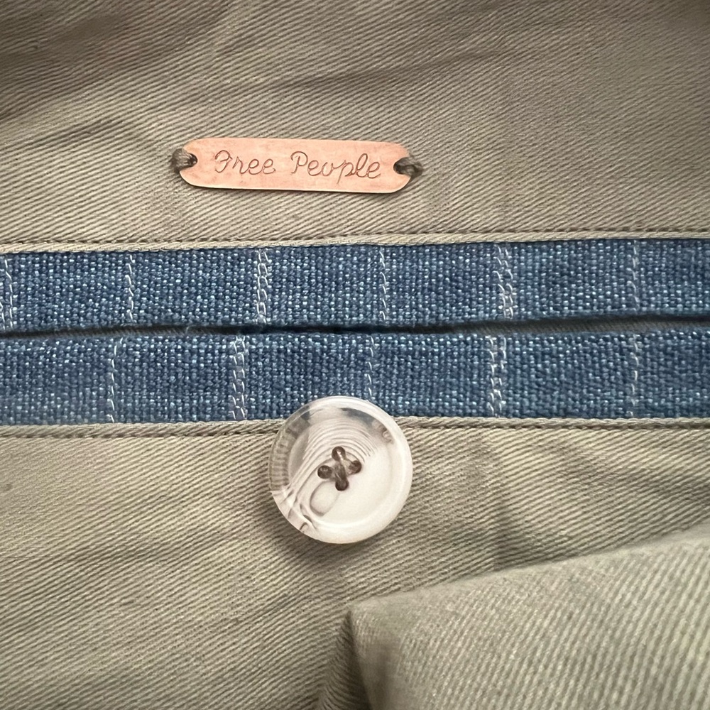 Free People Embroidered Blue Checkered Denim Women's Bag Spring Summer Festival - Picture 11 of 13